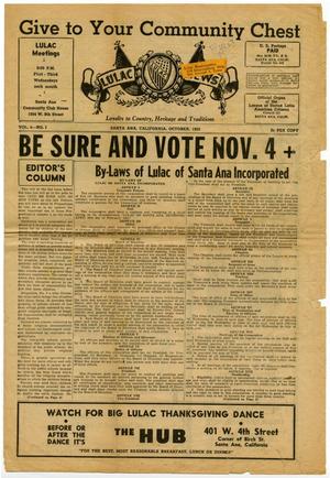 Primary view of object titled '[Santa Ana LULAC News, Volume 4, Number 1, October 1952]'.