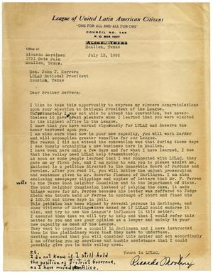 Primary view of object titled '[Letter from Ricardo Martinez to John J. Herrera - 1952-07-12]'.