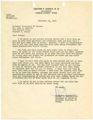 Primary view of object titled '[Letter from Hector P.Garcia to John J. Herrera - 1952-11-14]'.