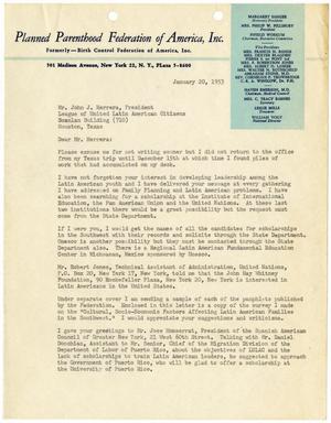 Primary view of object titled '[Letter from Ofelia Mendoza to John J. Herrera - 1953-01-20]'.