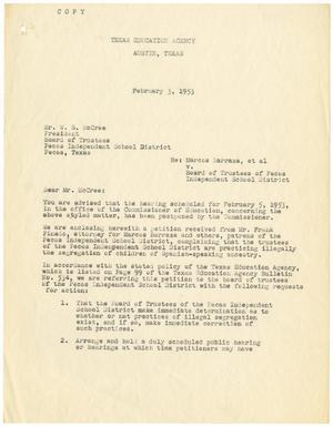 [Letter from Chester E. Ollison to W. S. McCree - 1953-02-03]