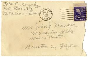 [Envelope from John C. Gonzalez to John J. Herrera - 1953-02-06]