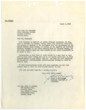 [Letter from Jacob I. Rodriguez to John Ben Shepperd - 1953-03-03]