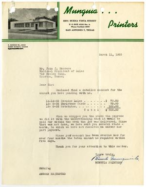 [Letter from R. Munguia, Sr., to John J. Herrera - 1953-03-11]