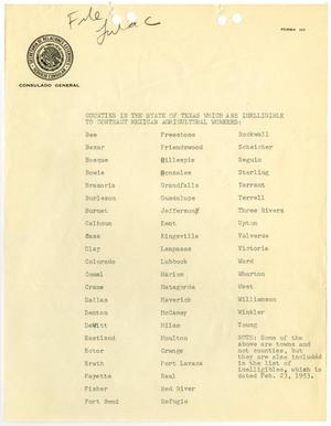 [List of Blacklisted Texas Counties - 1953]