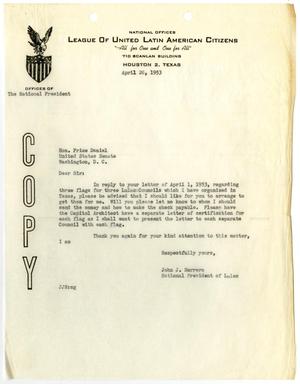 [Letter from John J. Herrera to Price Daniel - 1953-04-28]