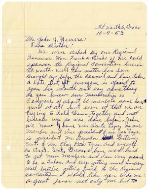[Letter from Andrew Espinosa, Jr. to John J. Herrera - 1953-10-09]