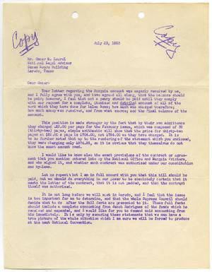 [Letter from Albert Armendariz to Oscar M. Laurel - 1953-07-29]
