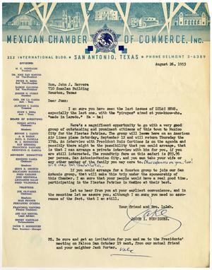 [Letter from Jacob I. Rodriguez to John J. Herrera - August 26, 1953]