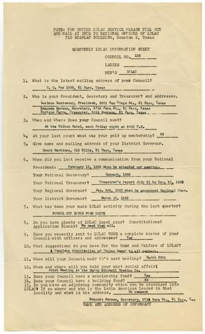 Primary view of object titled '[Quarterly LULAC Information Sheet from Men's LULAC Council Number 132 - 1953]'.