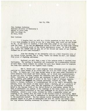 [Letter from John J. Herrera to Luciano Santoscoy - 1954-05-15]