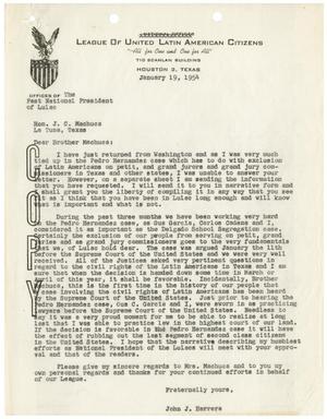 [Letter from John J. Herrera to J.C. Machuca - 1954-01-19]