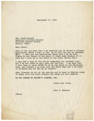 [Letter from John J. Herrera to Frank M. Pinedo - 1954-09-17]