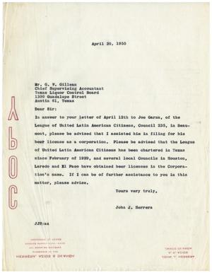 [Letter from John J. Herrera to G.W. Gillean - 1955-04-20]