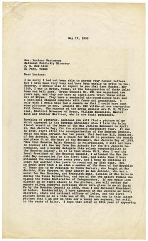 Primary view of object titled '[Letter from John J. Herrera to Luciano Santoscoy - 1955-05-17]'.