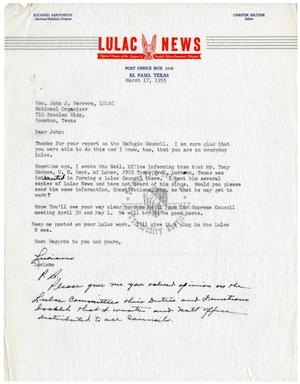Primary view of object titled '[Letter from Luciano Santoscoy to John J. Herrera - 1955-03-17]'.