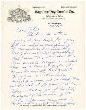 Primary view of object titled '[Letter from Luciano Santoscoy to John J. Herrera - 1958-03-19]'.
