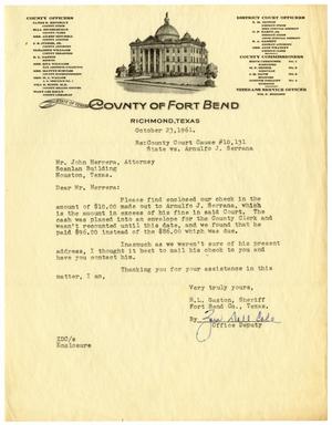 [Letter from R. L. Gaston to John J. Herrera - 1961-10-23]