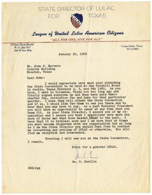 [Letter from William D. Bonilla to John J. Herrera - 1962-01-29]