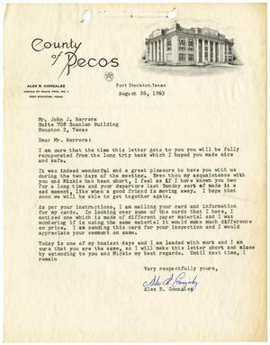 [Letter from Alex R. Gonzalez to John J. Herrera - 1963-08-26]