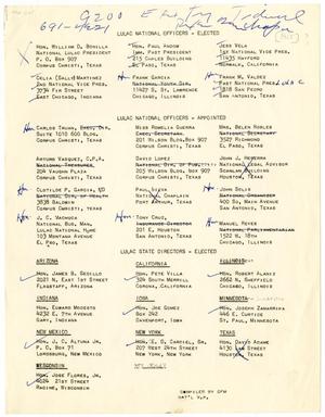 Primary view of object titled '[Roster of LULAC National Officers, State Directors, and Councils - 1965]'.
