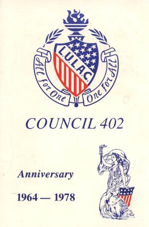 [Program for the 14th Anniversary Dinner for LULAC Council 402 - 1978-12-01]