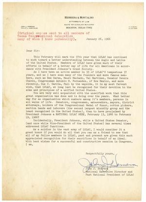 Primary view of object titled '[Letter from John J. Herrera - 1966-01-26]'.