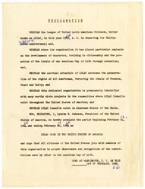 [Draft of National LULAC Week Proclamation, 1966]