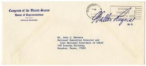 Primary view of object titled '[Envelope from Walter Rogers to John J. Herrera - 1966-02-02]'.