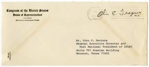 Primary view of object titled '[Envelope from Olin E. Teague to John J. Herrera - 1966-02-03]'.