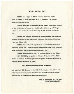[National LULAC Week Proclamation, 1966]