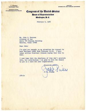 [Letter from J. J. Pickle to John J. Herrera - 1966-02-02]