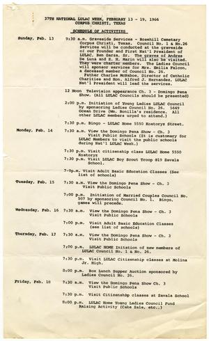 [Schedule of the 37th National LULAC Week, February 13-19, 1966]