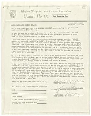 [Letter from Philip J. Montalbo, John J. Herrera, and Tony Alvarez to all LULAC members - 1966]