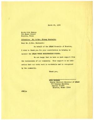 [Letter from John M. Herrera to Mr. and Mrs. Johnny Montealvo - 1966-03-22]