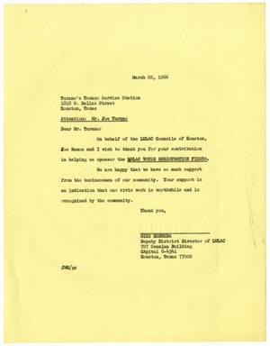 [Letter from John M. Herrera to Joe Turano - 1966-03-22]