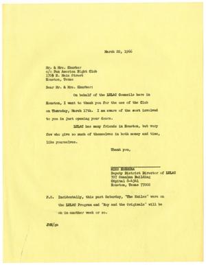 [Letter from John M. Herrera to Mr. and Mrs. Khurker - 1966-03-22]