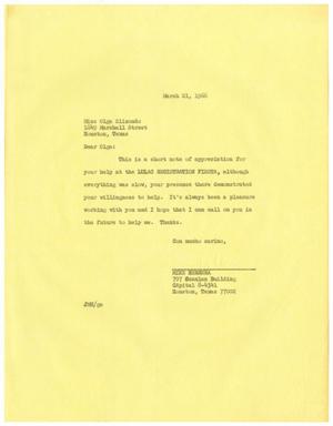 [Letter from John M. Herrera to Olga Elizondo - 1966-03-22]