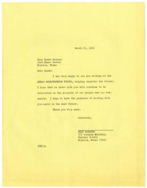 [Letter from John M. Herrera to Linda Salazar - 1966-03-22]