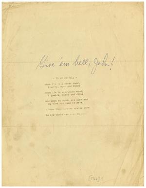[Poem addressed to John J. Herrera - 1966]