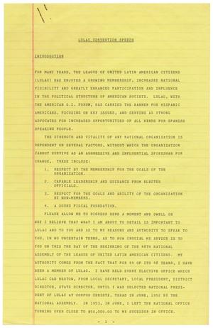 [Final draft of speech by John J. Herrera  for the 48th National Convention of LULAC - 1977]