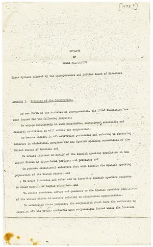 [By-Laws of LULAC Foundation and Articles of Incorporation Documents - 1973]