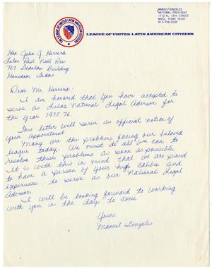 [Letter from Manuel Gonzales to John J. Herrera]