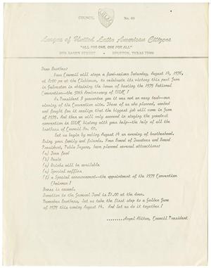Primary view of object titled '[Letter from Angel Abitua to all LULAC Council Number Sixty members]'.