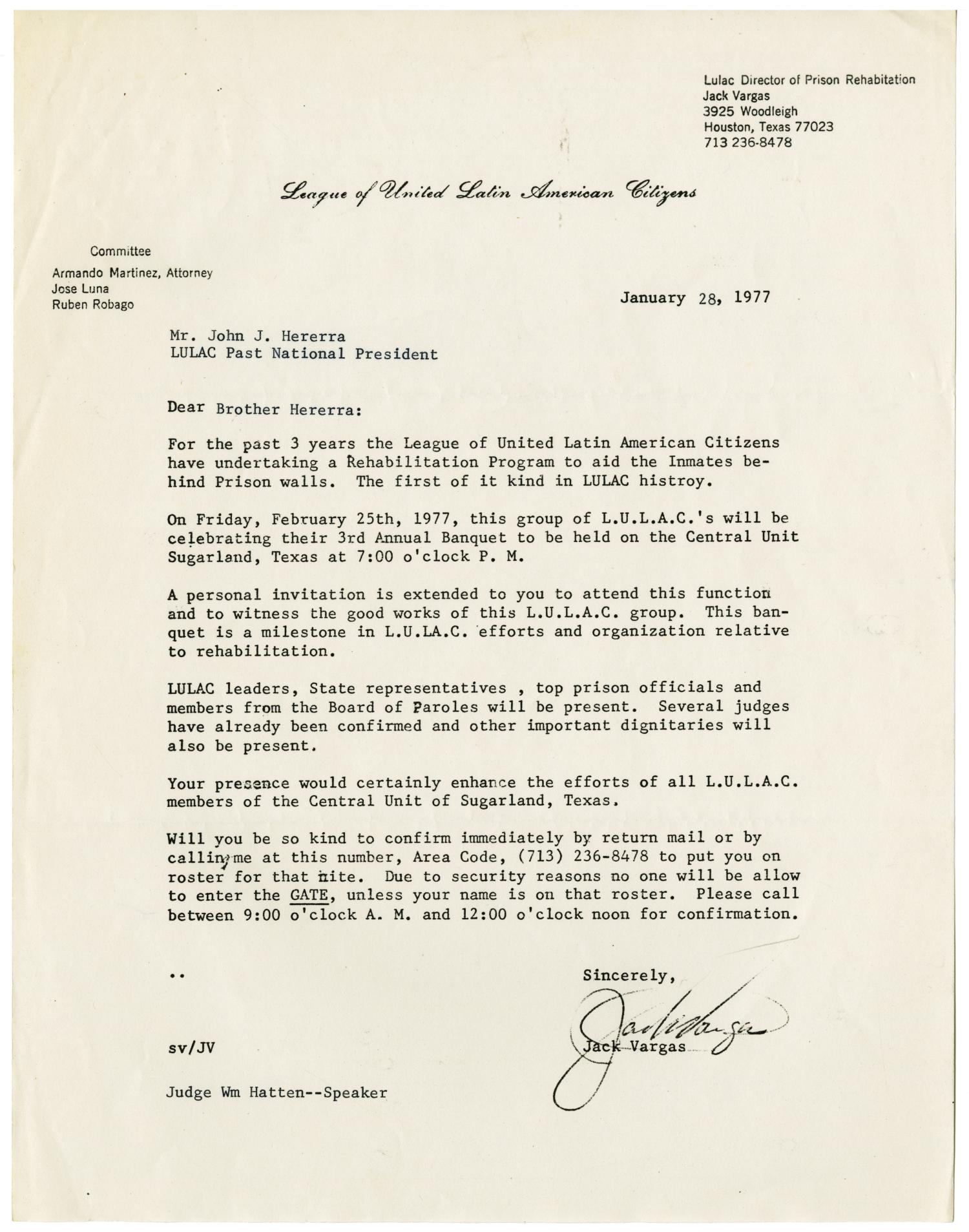 Letter from Jack Vargas to John J. Herrera - 1977-01-28] - The Portal to  Texas History