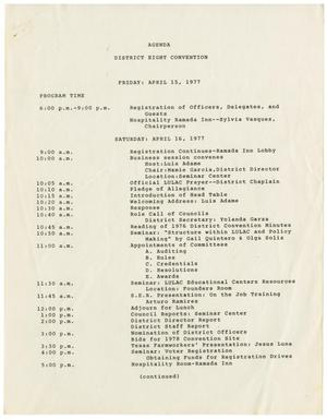 Primary view of object titled '[Agenda of the LULAC District Eight Convention, May 15, 16, and 17, 1977]'.