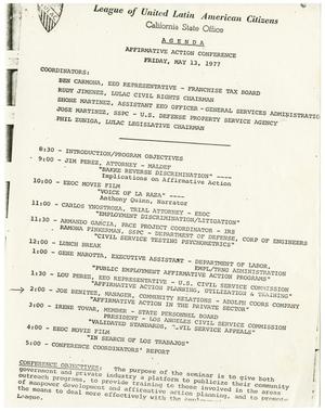 [Agenda of the Affirmative Action Conference, May 13, 1977]