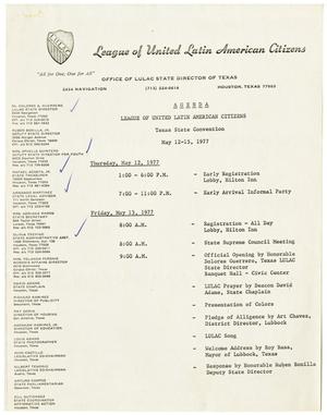 [Agenda of the LULAC Texas State Convention, May 12-15, 1977]