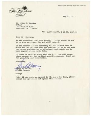 Primary view of object titled '[Letter from Gayle E. Talley to John J. Herrera - 1977-05-23]'.