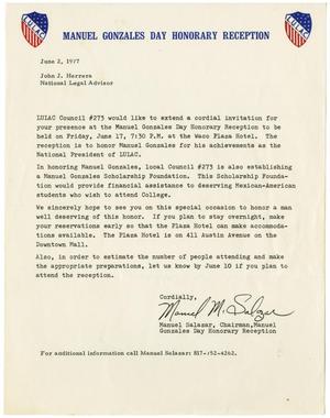 [Letter from Manuel Salazar to John J. Herrera - 1977-06-02]